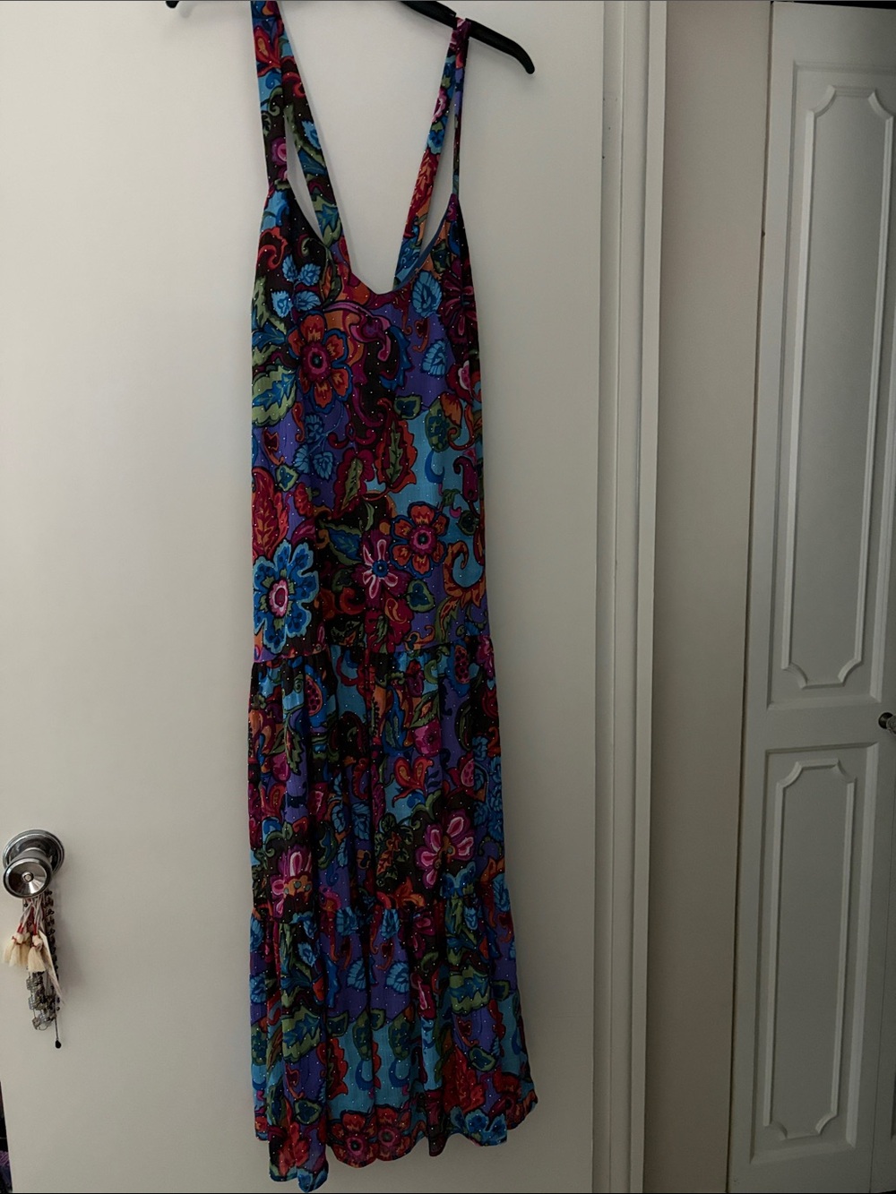 Aqua Multicolor Floral Maxi Dress in Blue and Purple